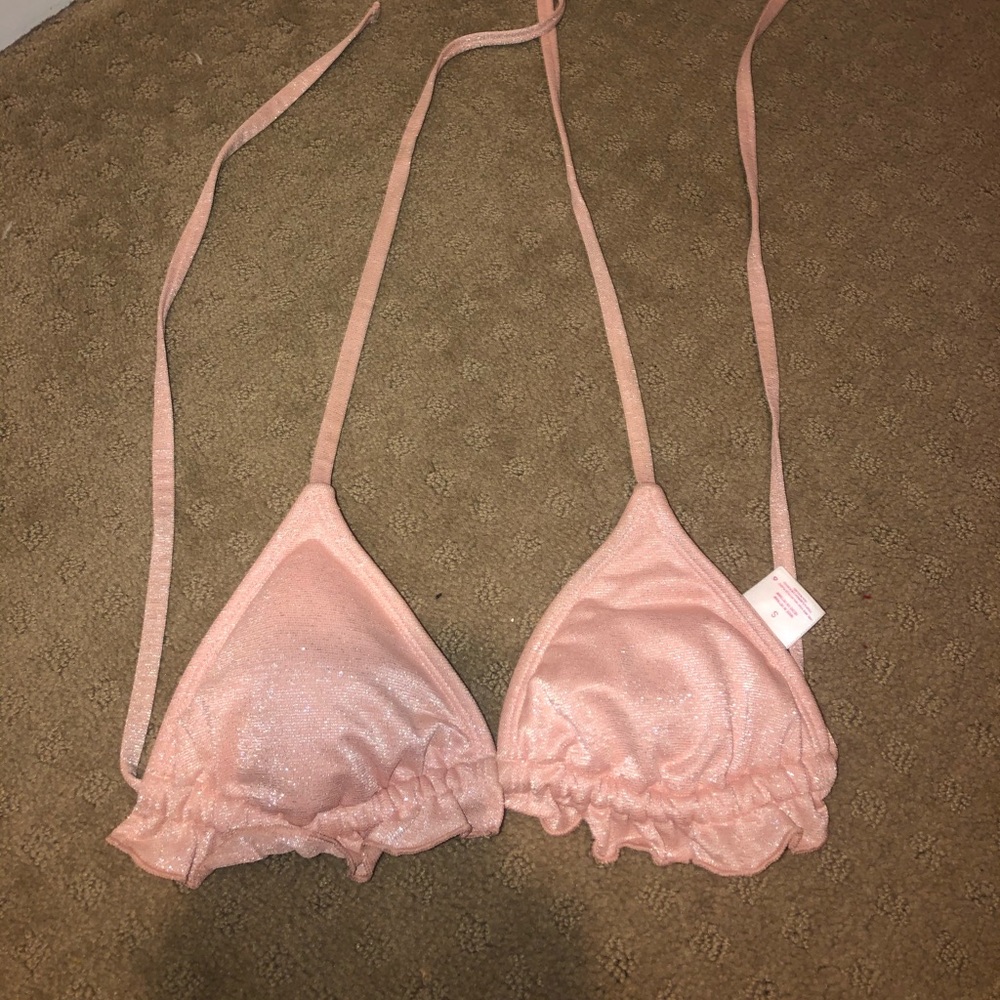 Baby pink sparkly swimsuit top